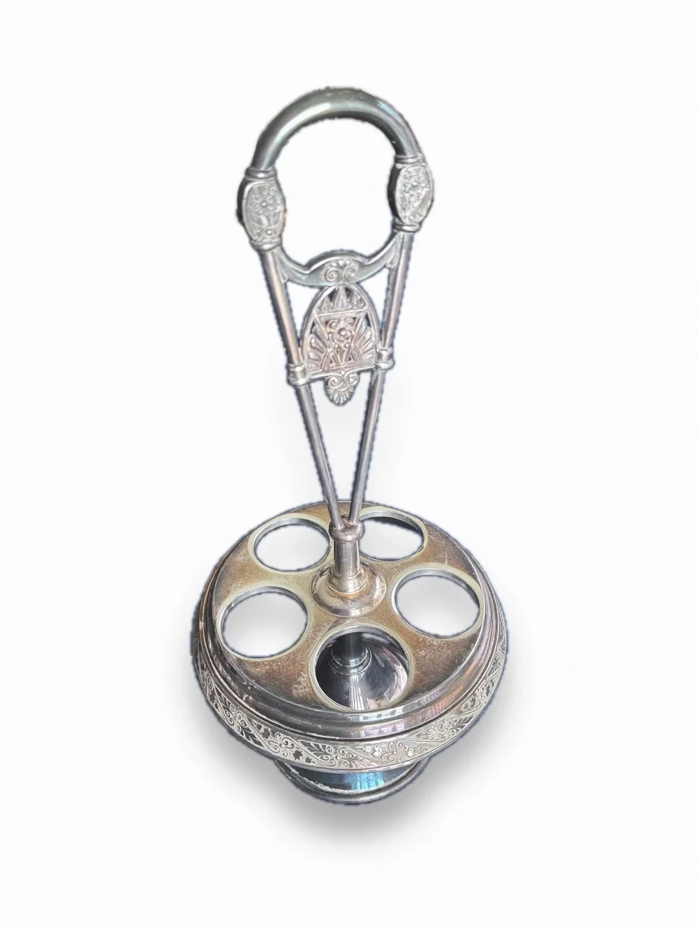 Antique Victorian Wilcox Silver Plated Rotating Condiment Cruet Set UV Glow